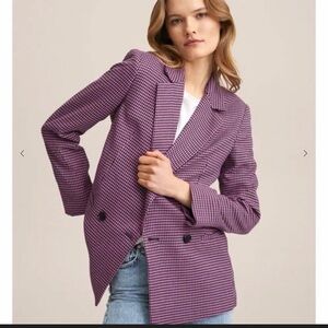 Mango Pink houndstooth Checkered Women's Blazer